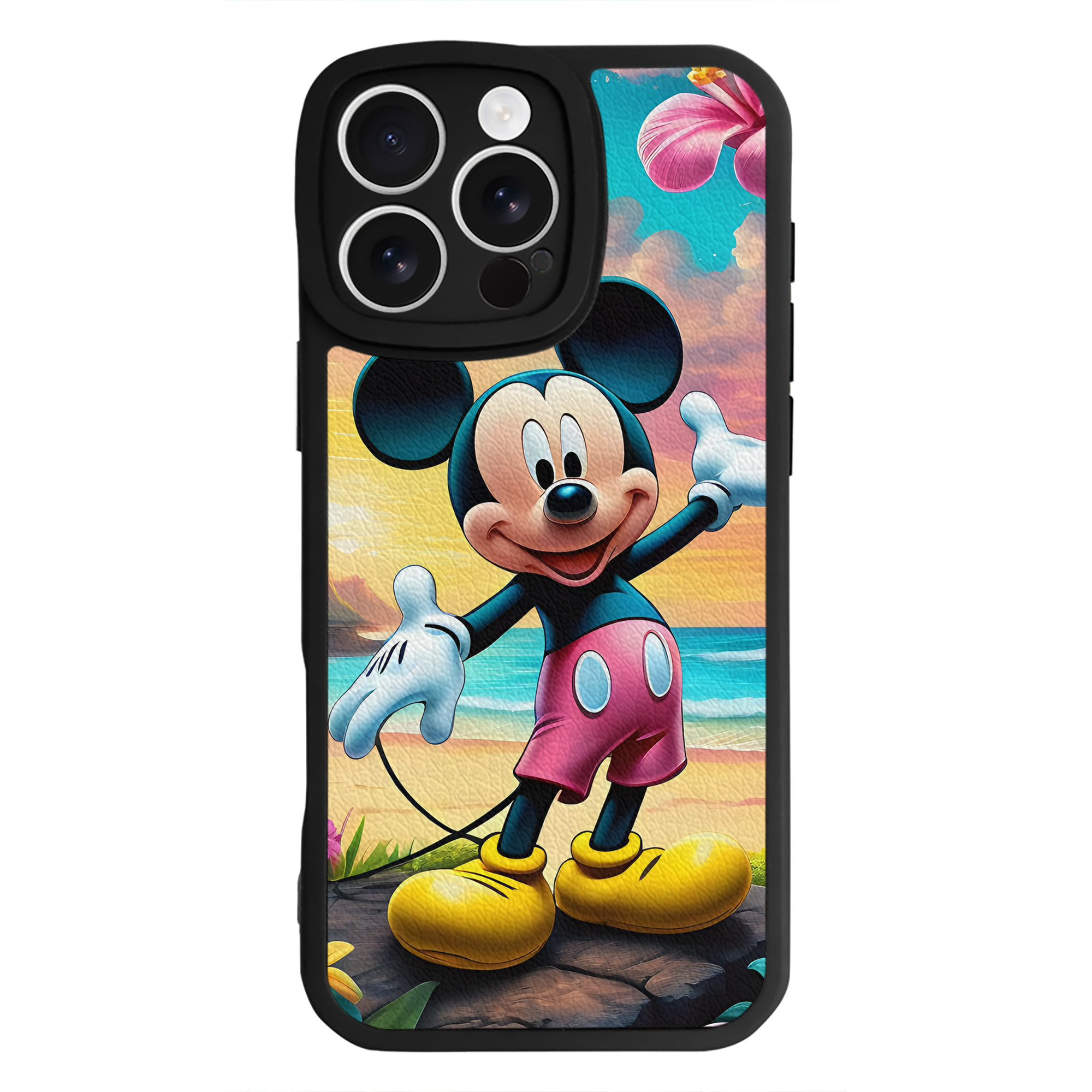 （画像用） ミッキーマウス Mickey Mouse 【iPhone 16シリーズ対応】シリコンスマホケース（レザー調） 材質：シリコン